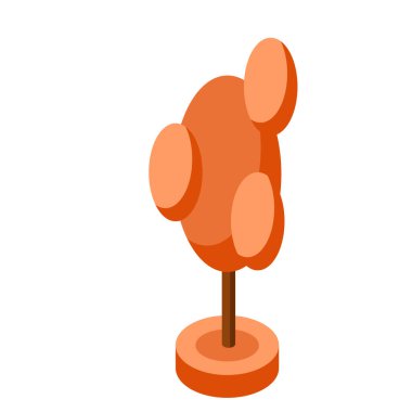 oyun tasarımı için turuncu sonbahar izmetrik ağaç vektör illüstrasyon ögesi