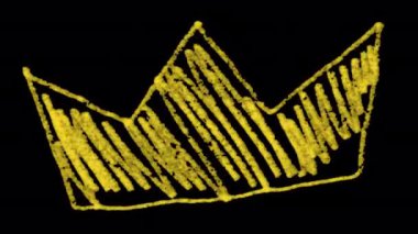 Hand drawn king crown animation with alpha channel motion graphics.