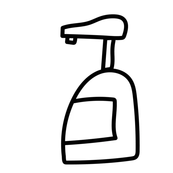 Flüssigseife in einer Flasche mit Spender. Vektor Hand gezeichnet Doodle-Stil — Stockvektor