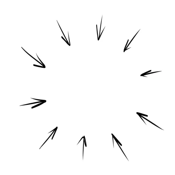 Pil ram cirkel fyrverkeri handritning klotter element — Stock vektor
