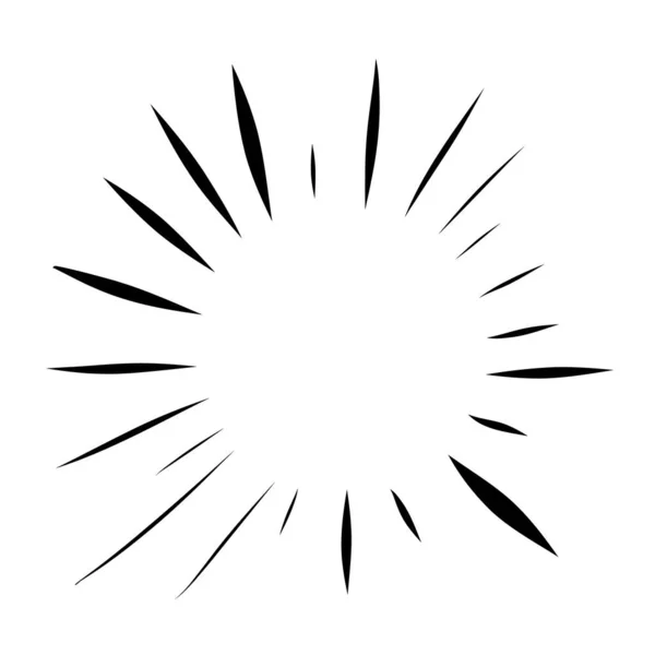 Vintage doodle Sunburst Eksplozja Ręcznie rysowane Element projektu Fajerwerki Czarne Promienie — Wektor stockowy