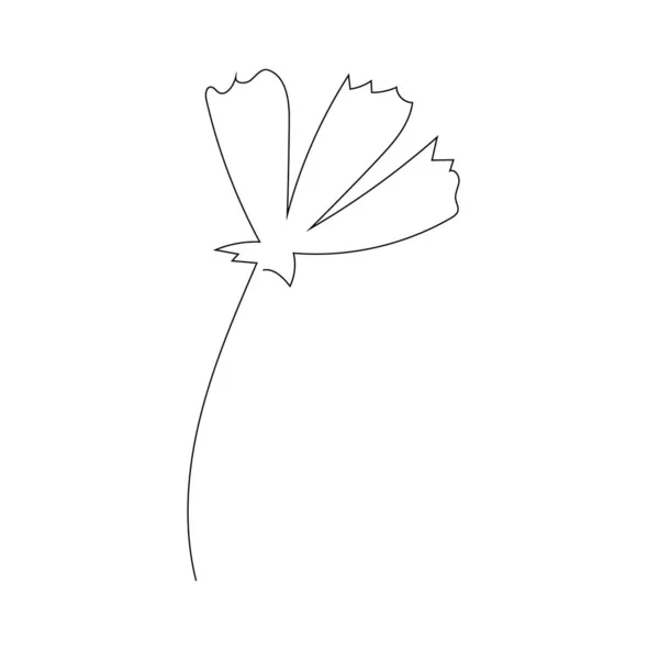 Contorno de una línea de primavera flor garabato dibujado a mano — Vector de stock