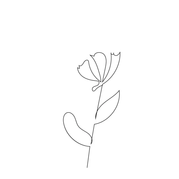 Zarys jeden wiersz wiosna kwiat doodle ręcznie rysowane — Wektor stockowy