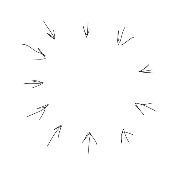 Рамка стрелок, указывающая в центре круга фейерверк — стоковый вектор