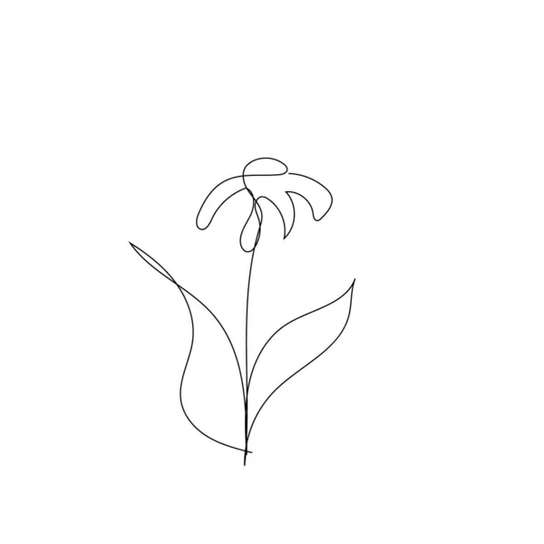 Contorno de una línea de primavera flor garabato dibujado a mano — Vector de stock