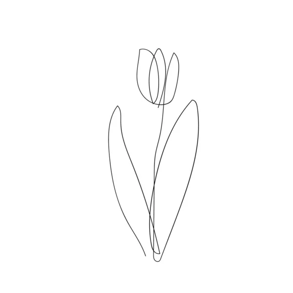Flor contínua ícone de uma linha. silhueta de flor única isolada. Logotipo linear estilo mínimo moderno. Elemento floral, símbolo para cartaz, histórias de mídia social, cartão, capa. Escritura vetorial — Vetor de Stock