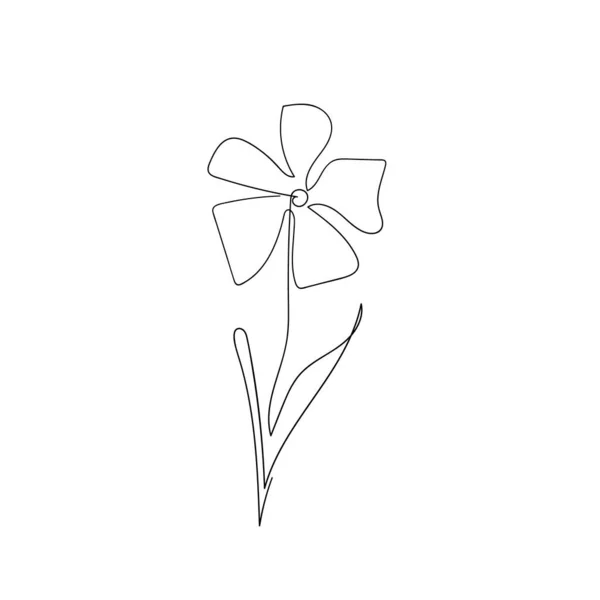 フラワー・コンティニュアル1ライン・アイコン。孤立した1つの花のシルエット。モダンなミニマルスタイルのリニアロゴ。花の要素、ポスターのシンボル、ソーシャルメディアの物語、カード、カバー。ベクトルスクリブル — ストックベクタ