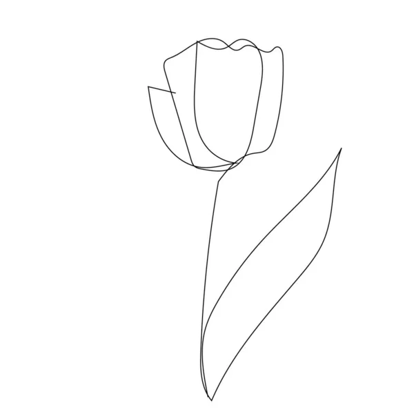 Contorno de una línea de primavera flor garabato dibujado a mano — Vector de stock
