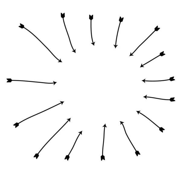 Pijl frame cirkel vuurwerk handtekenen doodle element — Stockvector