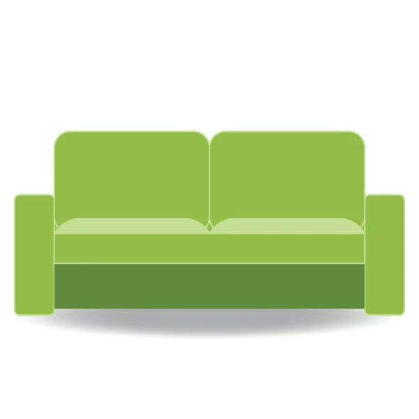 Home element Sofa and couch green colorful cartoon illustration vector. Comfortable lounge for interior design isolated on white background. — Stock Vector