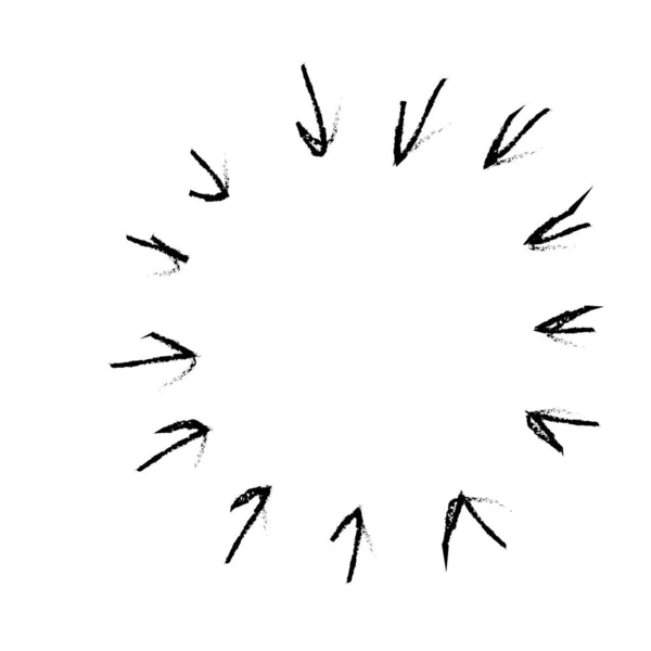 Pijlen frame wijzen in het midden cirkel vuurwerk — Stockvector