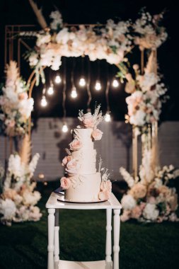 Büyük, lezzetli bir düğün pastası.