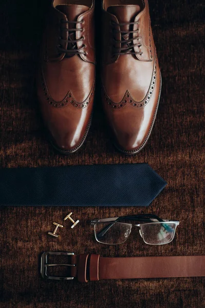 Men Accessories Groom Details Flat Lay — Stock Photo, Image