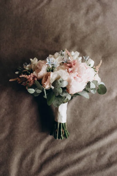 Bruidsboeket Witte Roze Delicate Pasteltinten — Stockfoto