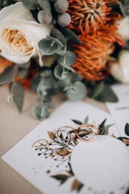 Düğün detaylarının düz görünümü üst görünüm