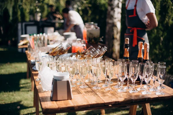 Glasses Champagne Wedding Festive Buffet — Stock Photo, Image