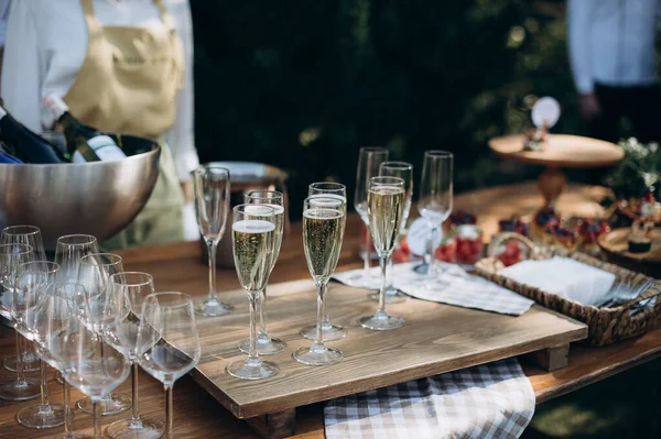 Glasses Champagne Wedding Festive Buffet — Stock Photo, Image