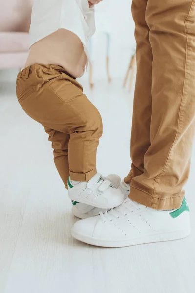 Father Playing Son Legs Close — Stock Photo, Image