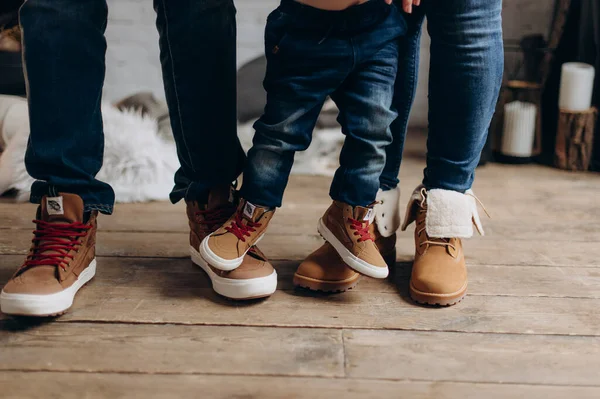 Family Young Parents Son Legs Close — Stock Photo, Image