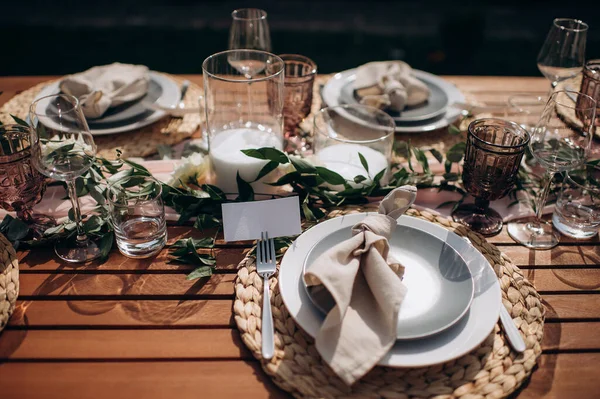 Banquet Table Setting Wedding — стоковое фото