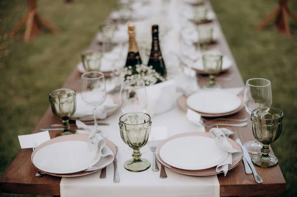 Banquete Boda Mesa Ajuste Vista Frontal — Foto de Stock