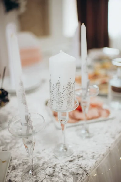 Bohemian Boho Decor Candles Wedding Banquet Table — Stock Photo, Image