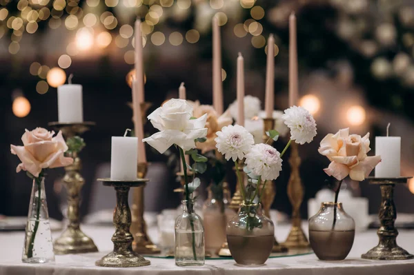 Bohemian Boho Decor Candles Wedding Banquet Table — Photo