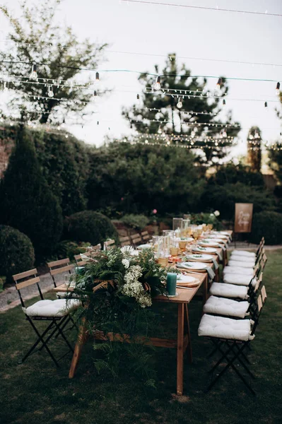 Served Banquet Table Fresh Dishes Food — Stock Photo, Image