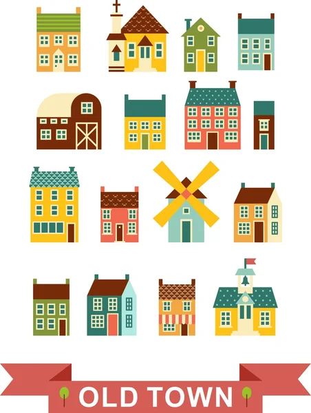 Conjunto de casas de ciudad — Vector de stock