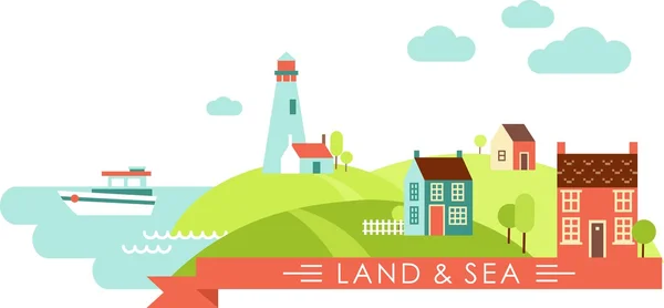 Land en zee landschap — Stockvector