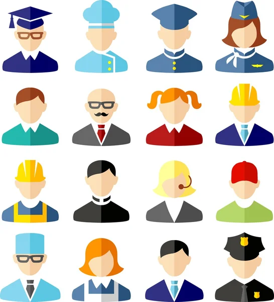 Set di icone di occupazione di persone colorate — Vettoriale Stock