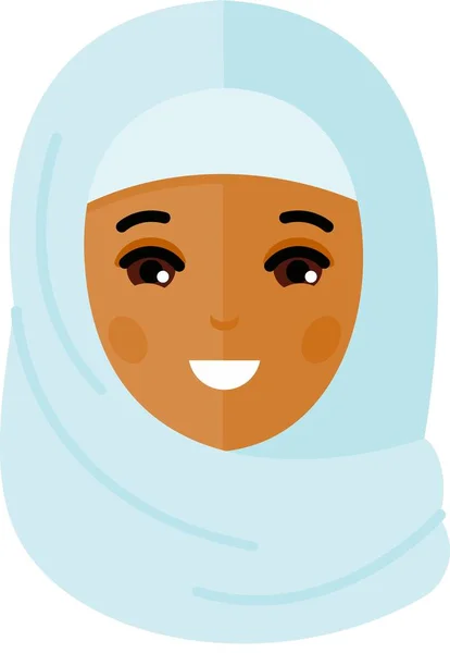 Selamat Senyum Ikon Wanita Arab. Avatar arab perempuan dalam warna-warni gaya datar. - Stok Vektor