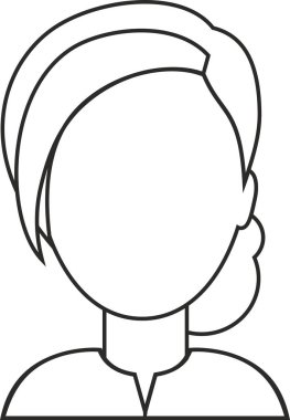 Yöneticinin tek renkli kadın avatarı. Siyah-beyaz renk paleti giyen iş kadını.