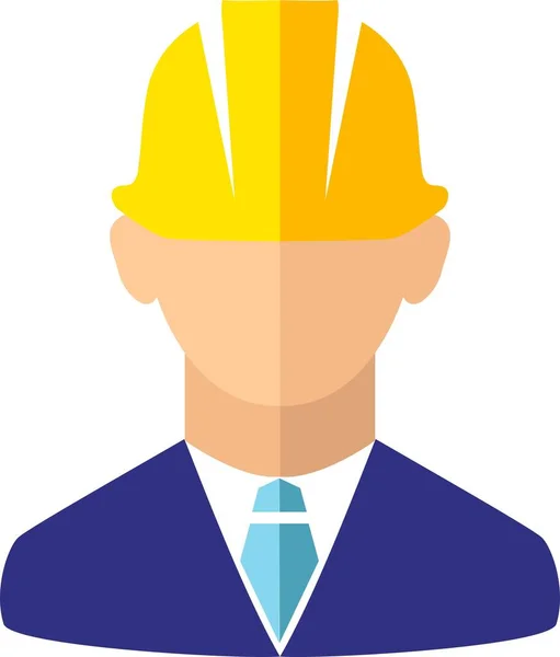 Будівельник аватар у безпечному шоломі на піктограмі плоского стилю — стоковий вектор
