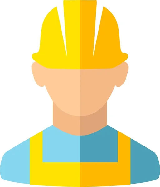 Builder avatar in safety helmet in flat style icon — Stock Vector