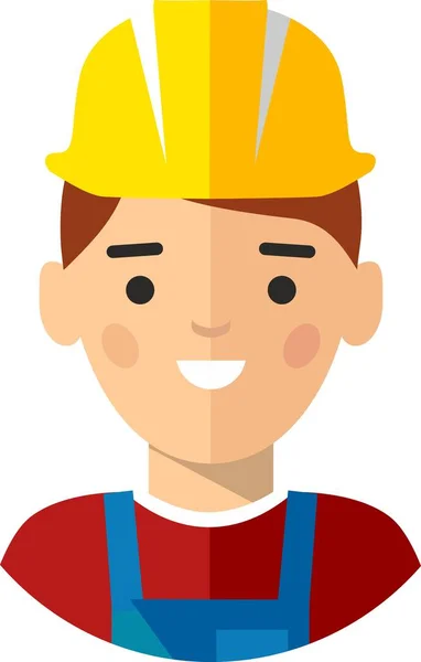 Builder avatar in safety helmet in flat style icon — Stock Vector