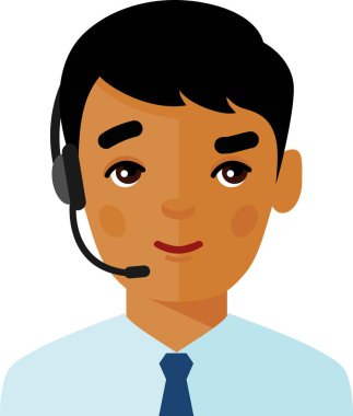 Kulaklıklı Erkek Çağrı Merkezi Avatar 'ı.