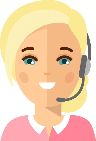 Operator Call Center Office Working Headphones Female Call Center Avatar — Stockvektor