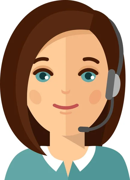 Operator Call Center Office Working Headphones Female Call Center Avatar — 图库矢量图片