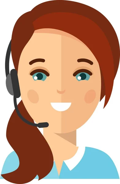 Ženské call centrum avatar s mikrofonem sluchátka. — Stockový vektor