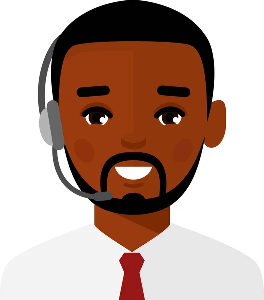 Male Call Center Avatar with Headphones microphone. — 图库矢量图片