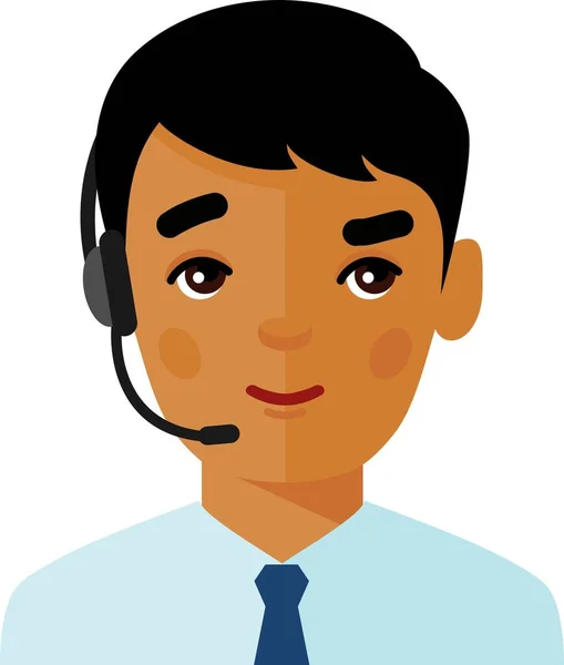 Man Call Center Avatar met hoofdtelefoon microfoon. — Stockvector