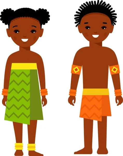 Ensemble Hawaïen Homme Africain Femme Vêtue Costumes Nationaux — Image vectorielle