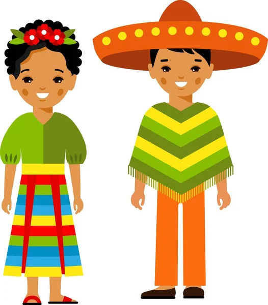 Conjunto Hombre Mujer Mexicanos Vestidos Con Trajes Nacionales — Archivo Imágenes Vectoriales