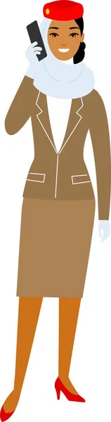 Stewardess Uniform Flat Style Flat Cute Cartoon Stewardess Aircraft Characters — Image vectorielle
