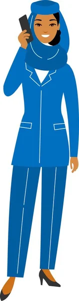 Stewardess Uniform Flat Style Flat Cute Cartoon Stewardess Aircraft Characters —  Vetores de Stock