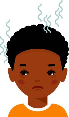 Kavram Corona virüsü gribini durdurmak. Yüksek Sıcaklığı Olan Hasta Bir Adamın Vektör İllüstrasyonu        .     