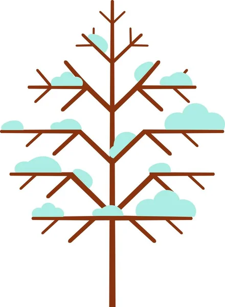 시즌의 컨셉은 평평하다 Vector Illustration Winter Tree Bullfinch Snow Branches — 스톡 벡터