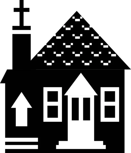 Ilustración Iglesia con en blanco y negro paleta de colores. Concepto de religión. — Vector de stock