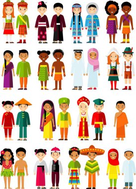 Uluslararası kişi dünya çapında geleneksel kostümleri